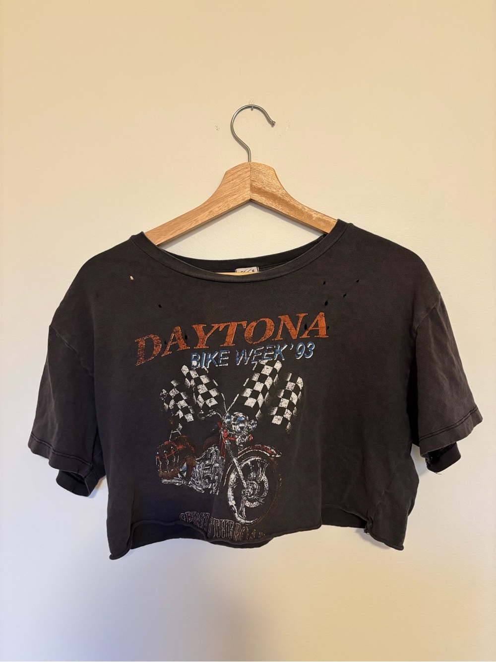 Garage Charcoal Black Graphic Tee with Orange Print